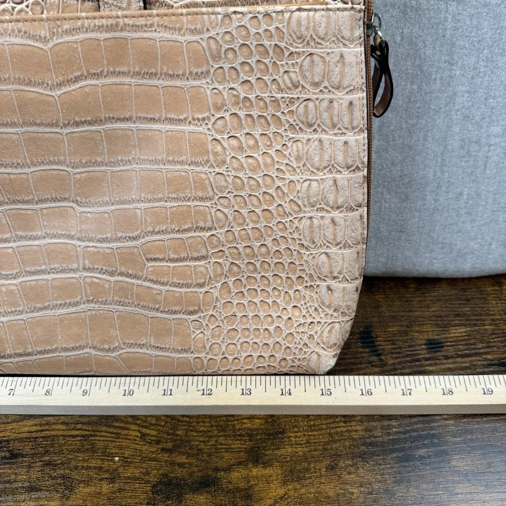 Bueno Faux Leather Embossed Croc Top Handle Bag Tan Laptop Business Bag